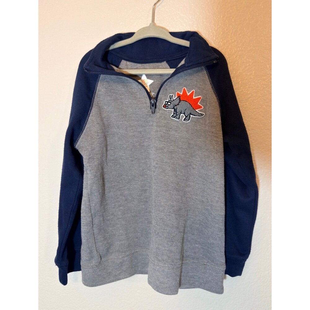 365 Kids Boys Dinosaur Quarter Zip Pullover Sweatshirt Size 5